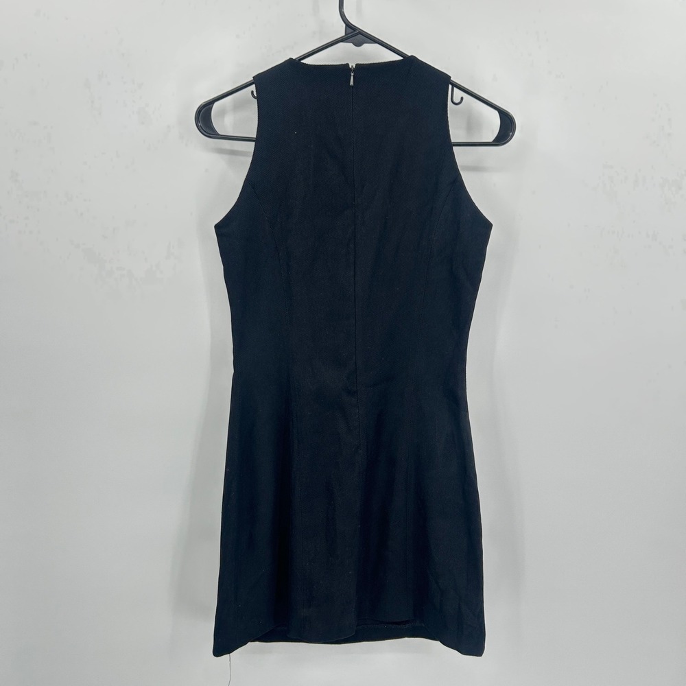 90s Minimalist Seed Black Ribbed Fitted Mini Dress 4 Grunge Goth Dark Academia - Picture 6 of 8